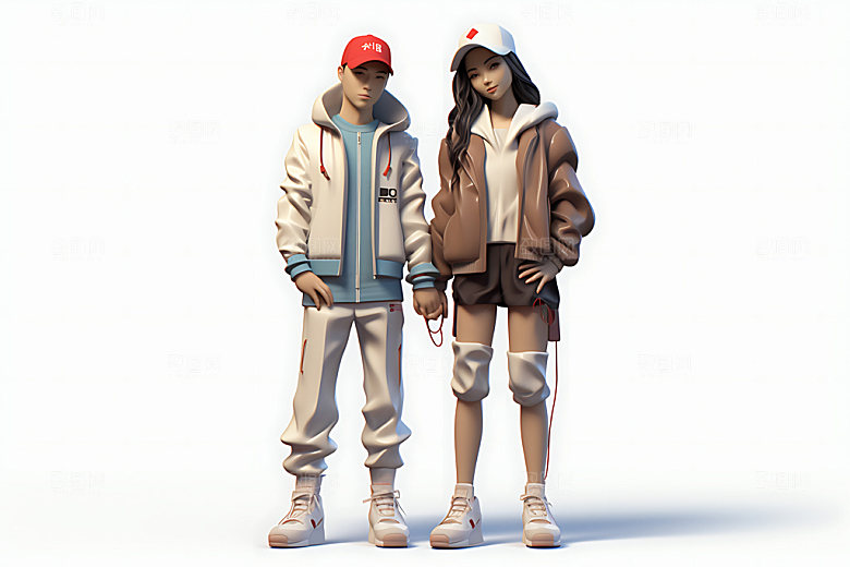 情侣肖像3D人物模型