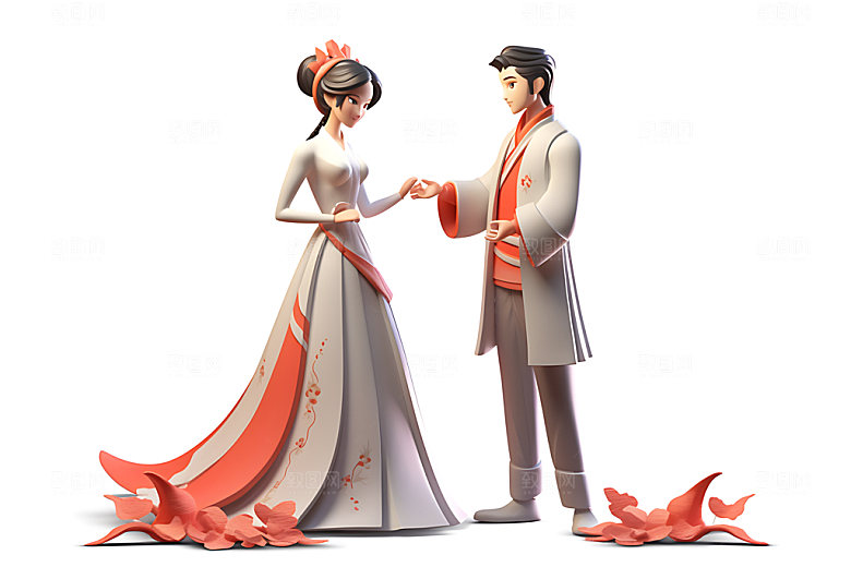 情侣3D肖像人物模型