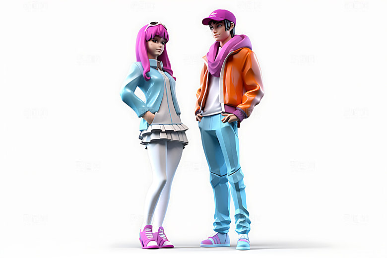 情侣3D肖像人物模型