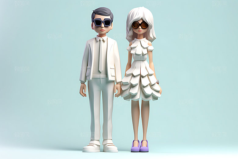 情侣3D幸福人物模型