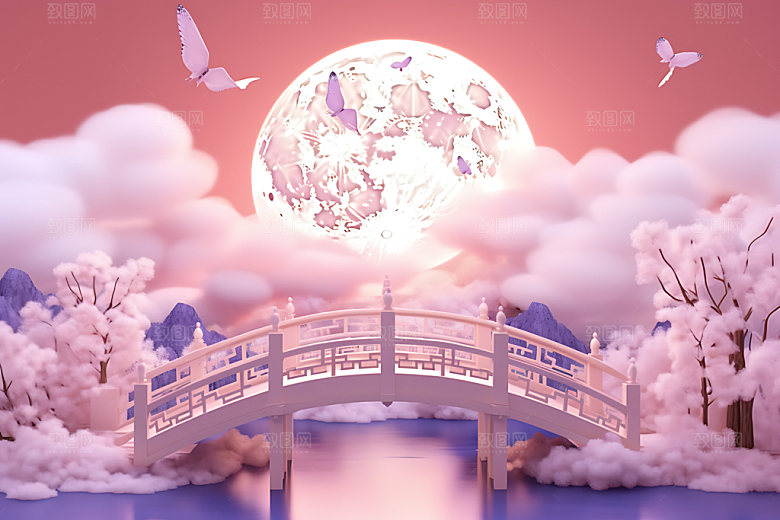 七夕场景传统节日模型