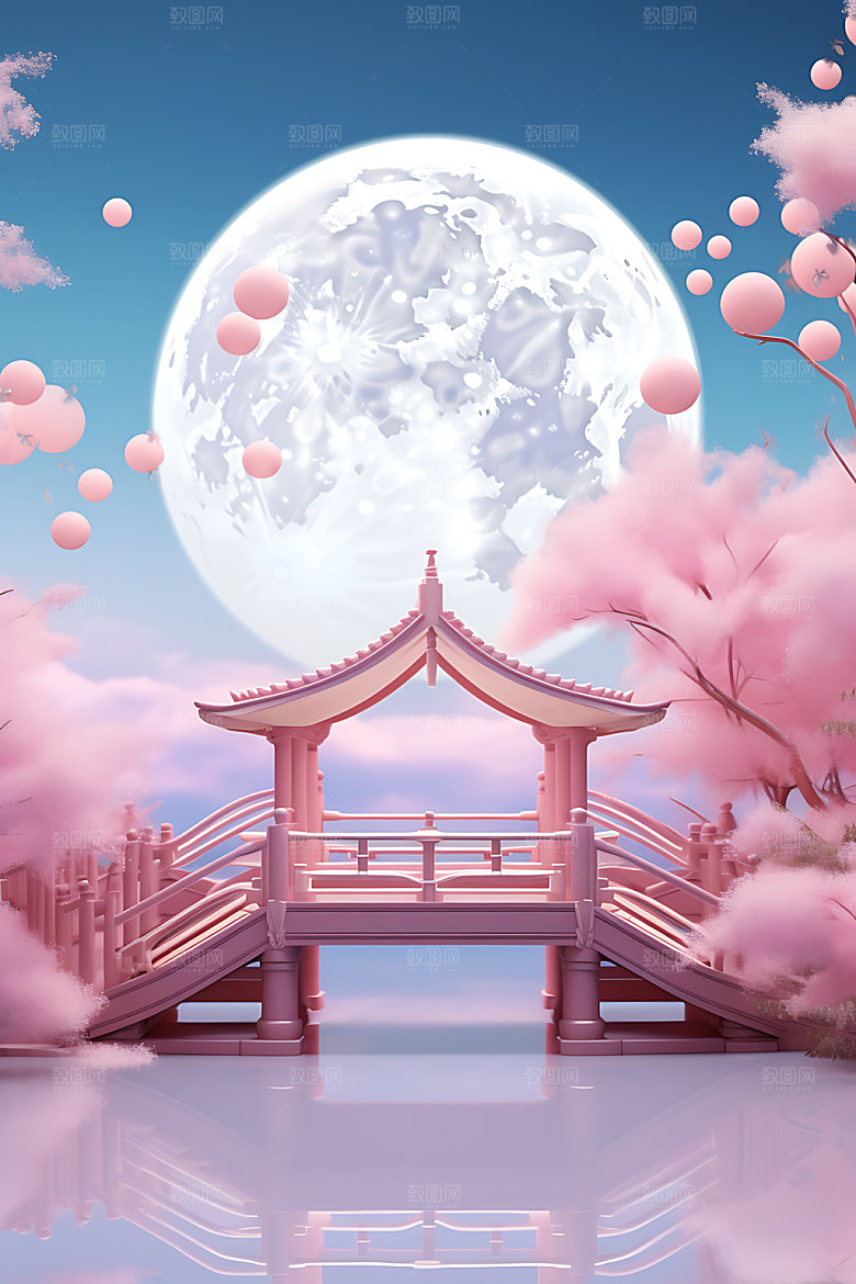 七夕背景立体模型