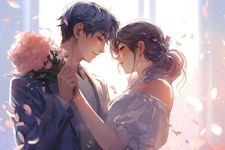 情人节情侣七夕告白插画
