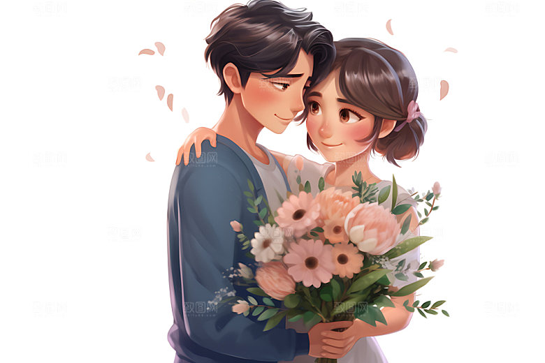 情人节情侣告白爱情插画