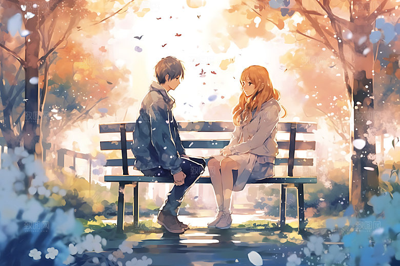 情人节情侣七夕告白插画