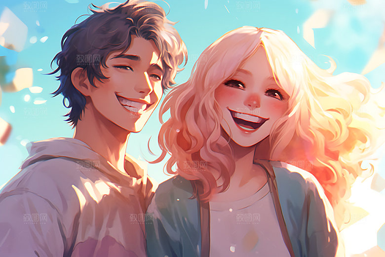 情人节情侣浪漫告白插画