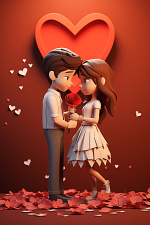 情侣卡通3D浪漫模型