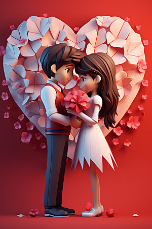 情侣卡通甜蜜3D模型