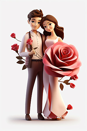 情侣卡通3D唯美模型