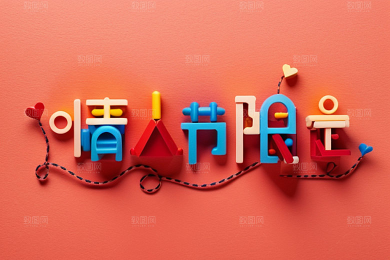 情人节标语时尚祝福语艺术字