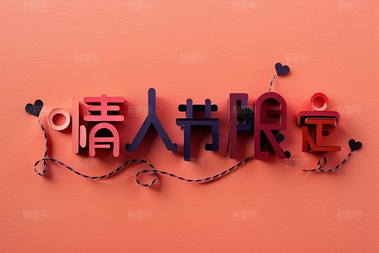 情人节标语爱情立体字艺术字