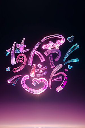 情人节标语3D祝福语艺术字