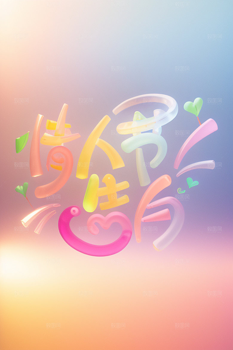 情人节标语3D广告语艺术字