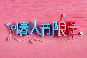 情人节标语浪漫3D艺术字