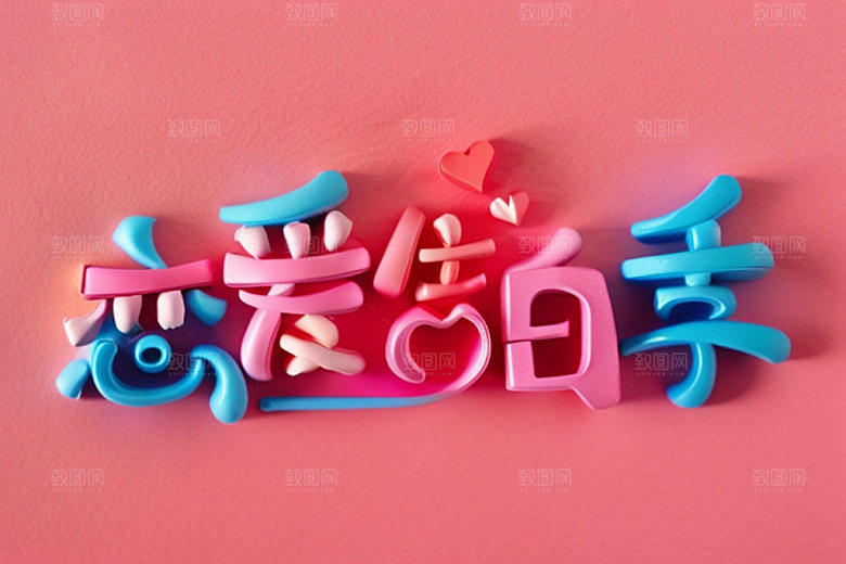 情人节标语广告语立体字艺术字