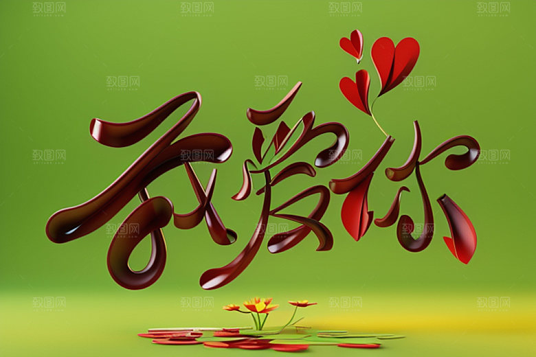 情人节标语3D标题艺术字