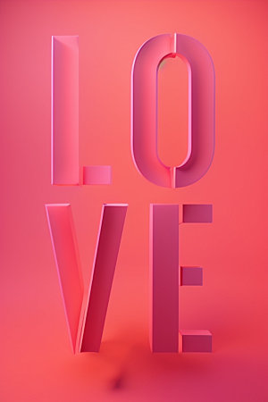 情人节标语爱情3D艺术字