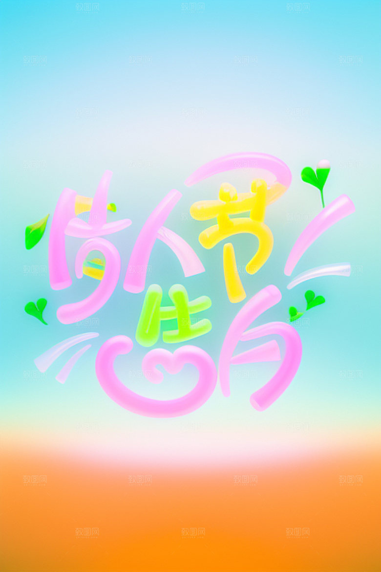 情人节标语创意3D艺术字