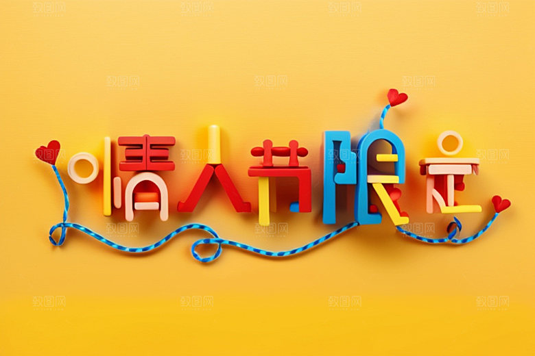 情人节标语爱情立体字艺术字