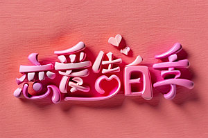 情人节标语标题3D艺术字