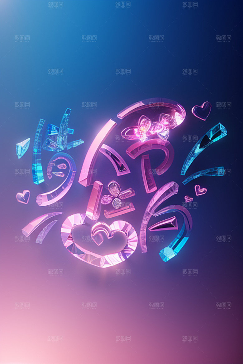 情人节标语标题3D艺术字