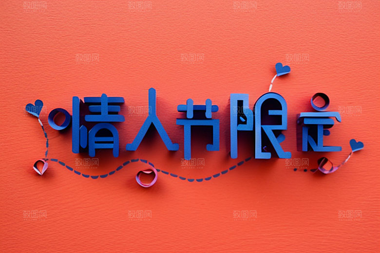 情人节标语时尚立体字艺术字