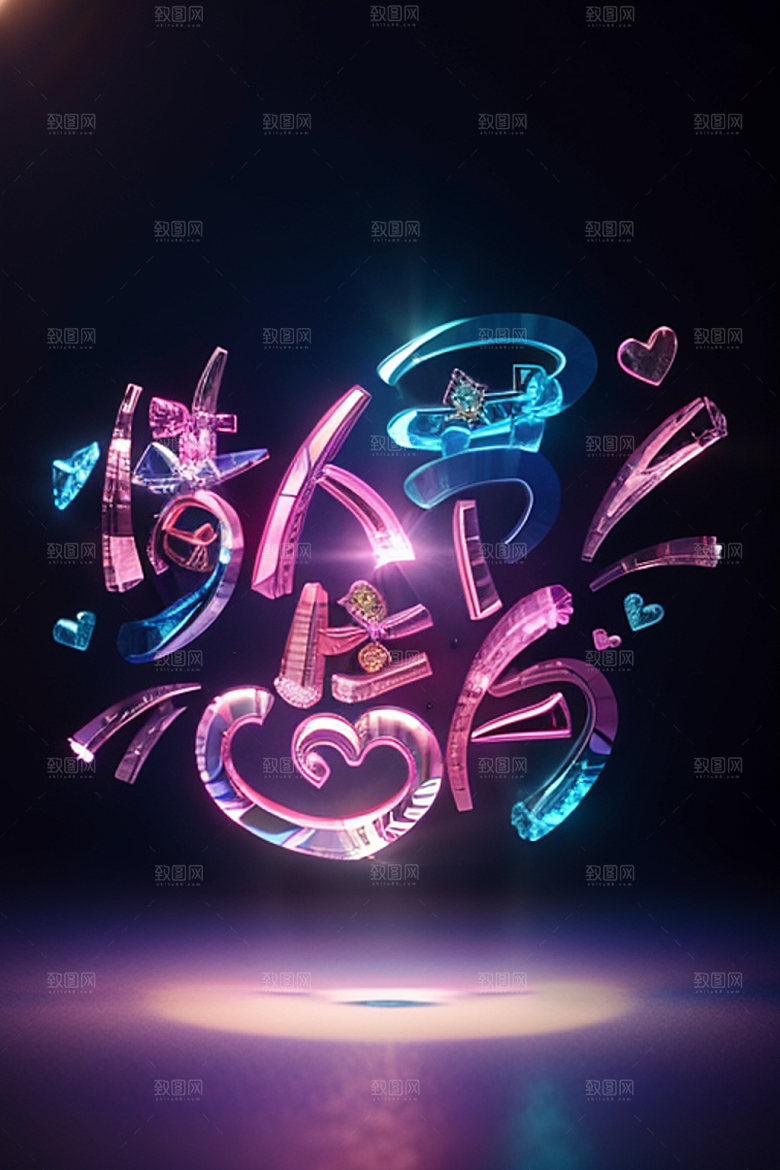情人节标语时尚创意艺术字