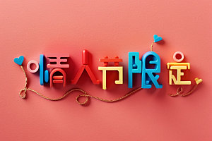 情人节标语祝福语3D艺术字