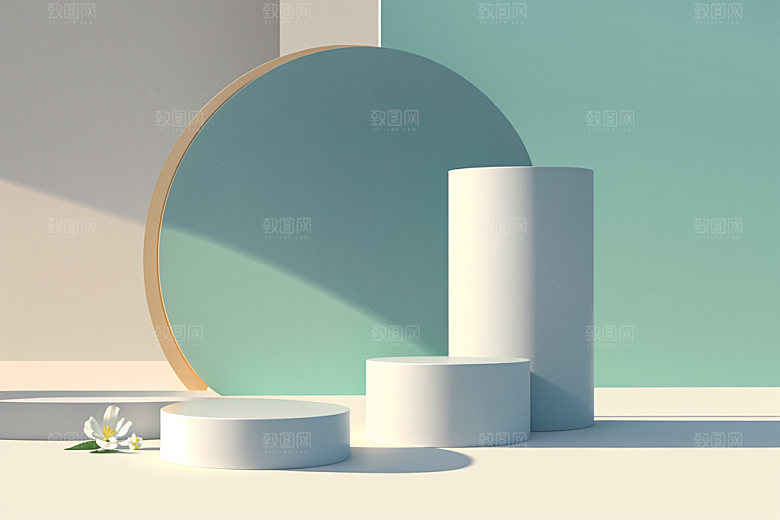北欧风质感展台电商背景