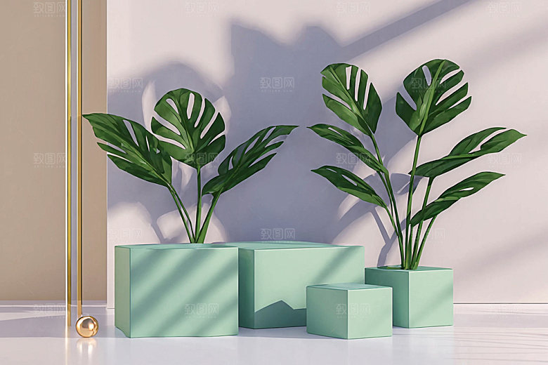 北欧风清爽清新电商背景