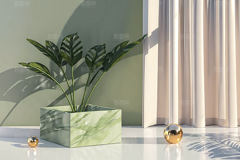 北欧风夏天质感电商背景