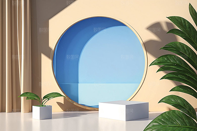 北欧风展台清爽电商背景