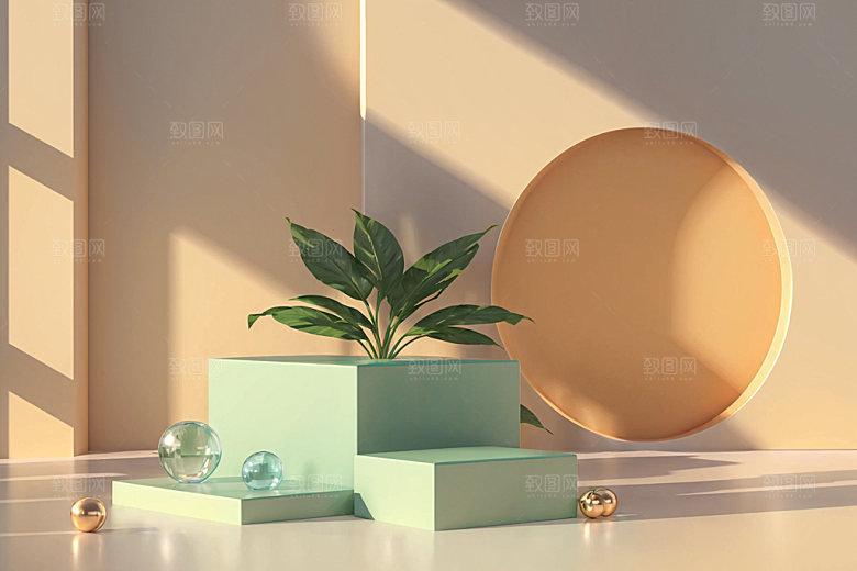 北欧风质感展台电商背景