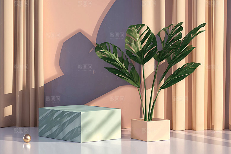 北欧风大气展台电商背景