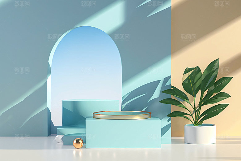 北欧风清新展台电商背景