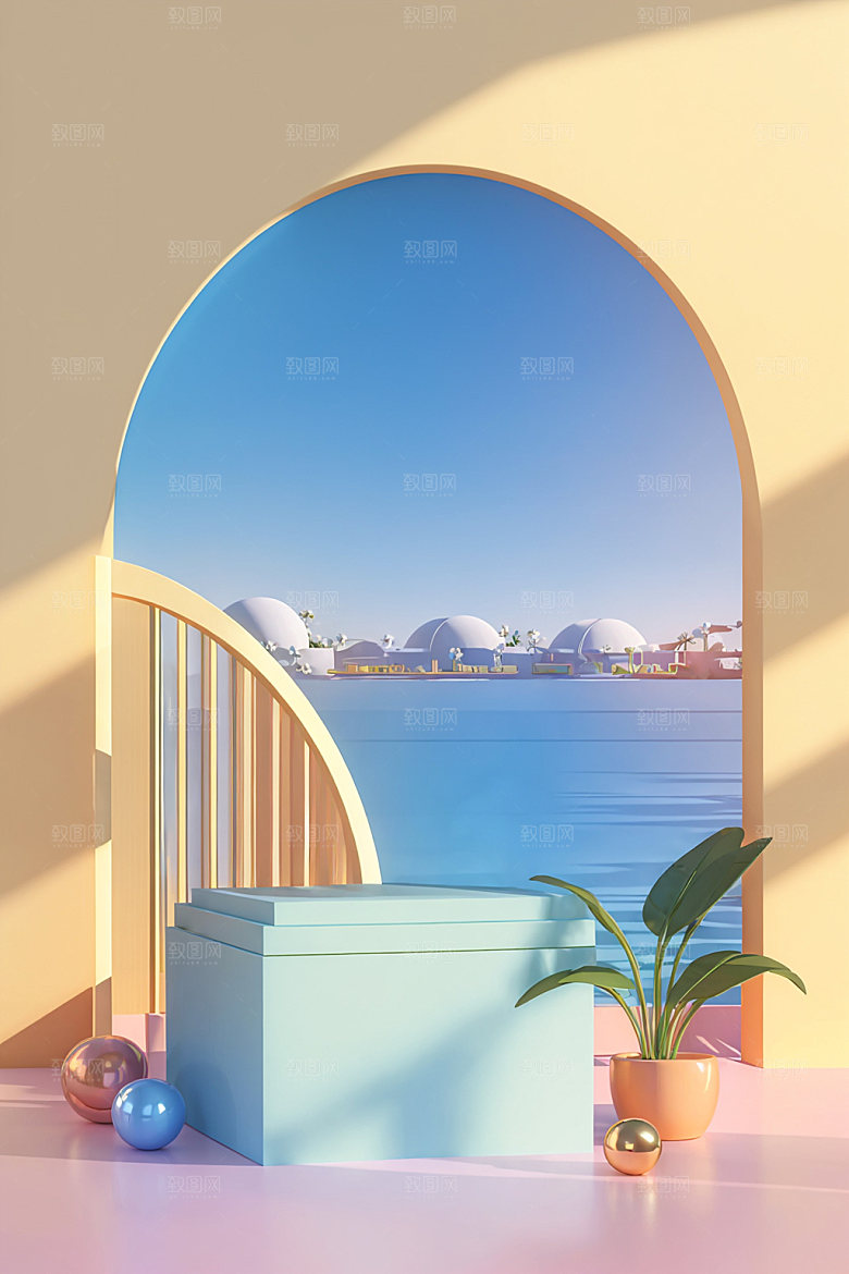 北欧风大气夏季电商背景