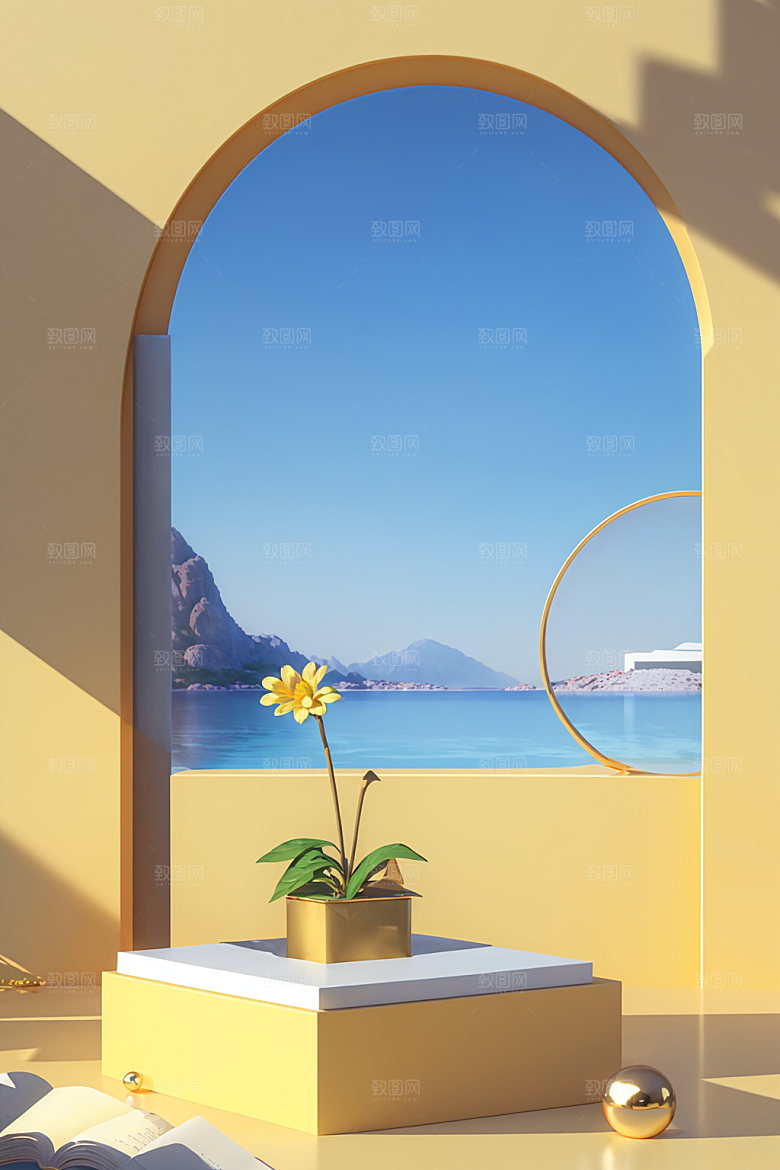 北欧风夏季简约电商背景