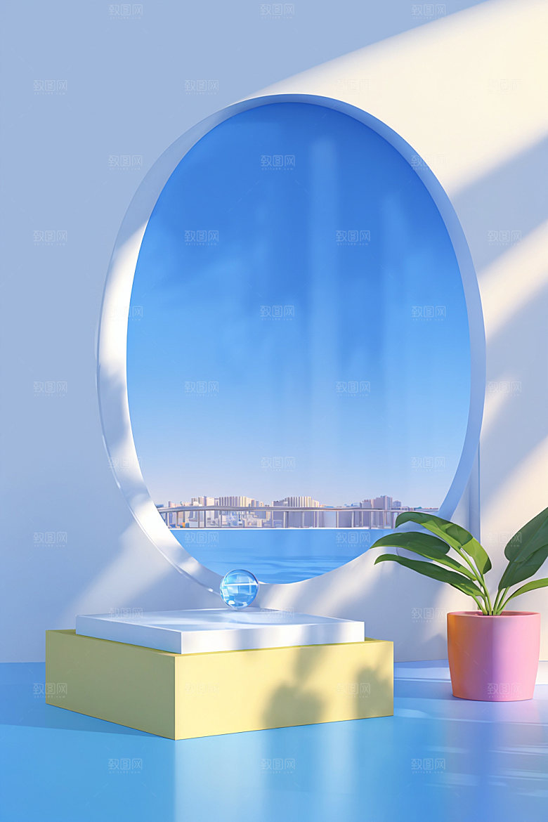 北欧风夏天大气电商背景