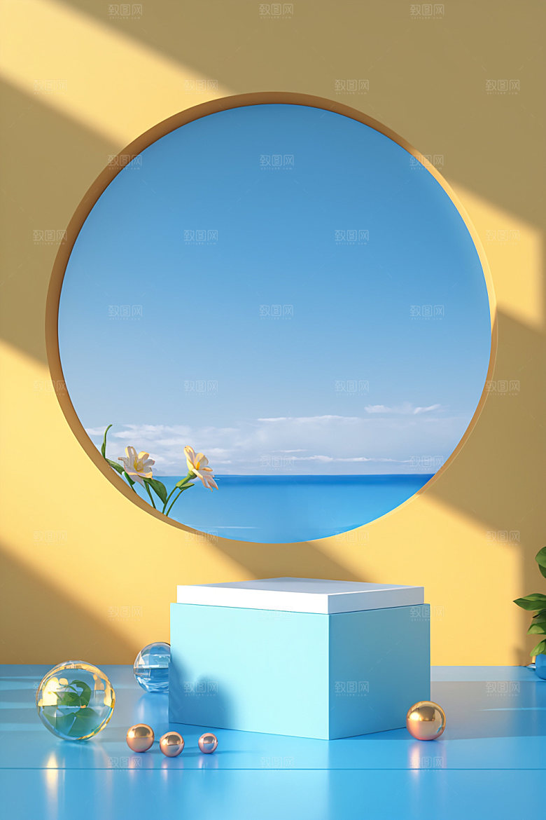 北欧风清爽夏天电商背景