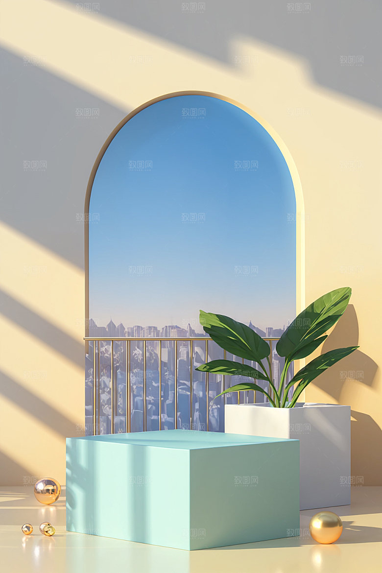 北欧风大气夏季电商背景
