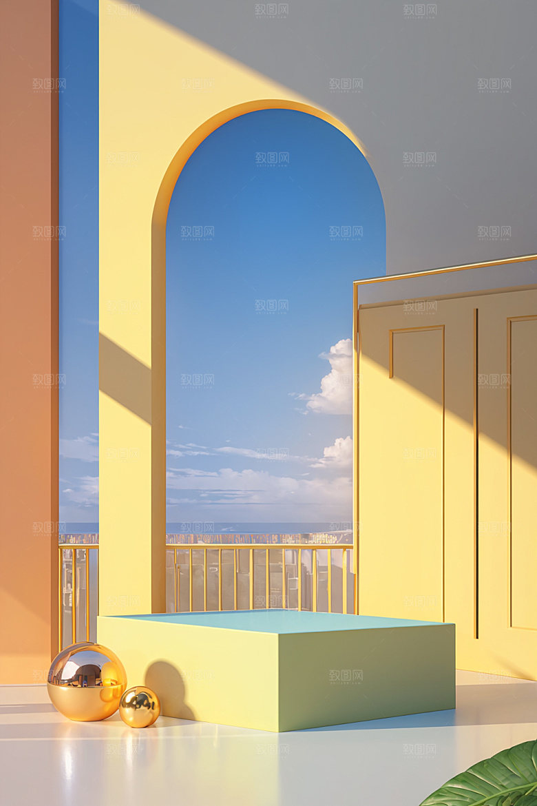 北欧风夏季简约电商背景