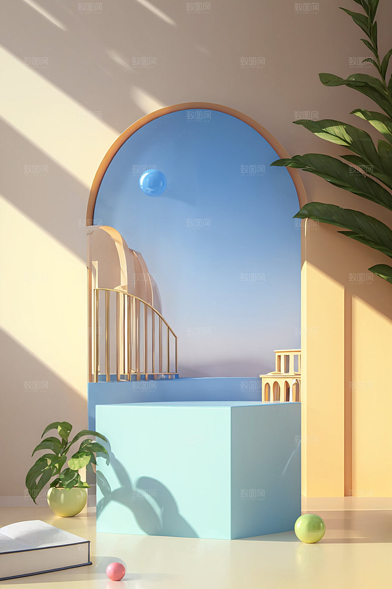 北欧风夏季清爽电商背景