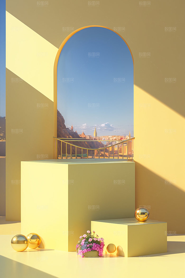 北欧风清爽夏天电商背景