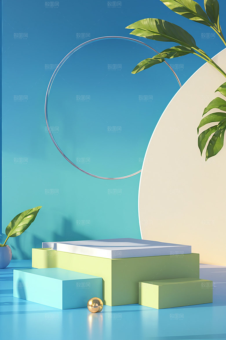 北欧风简约夏天电商背景