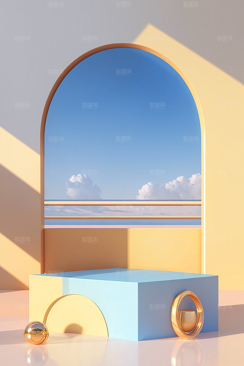 北欧风夏天夏季电商背景