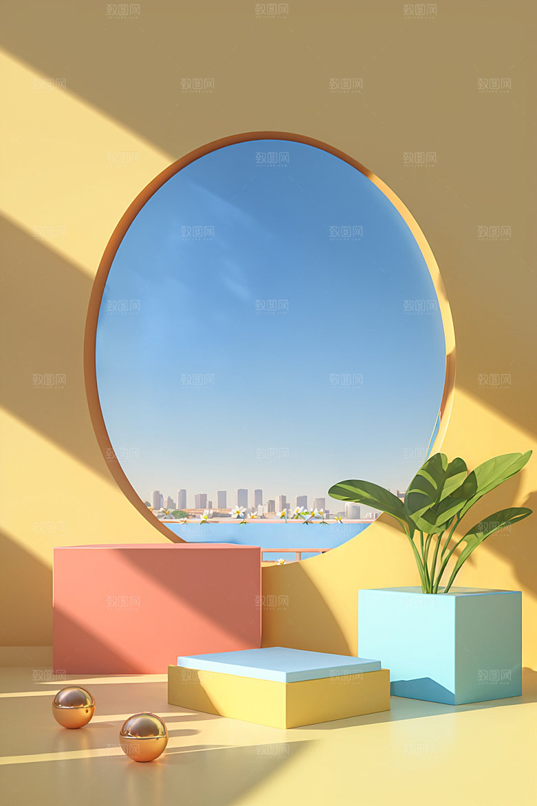 北欧风夏季夏天电商背景
