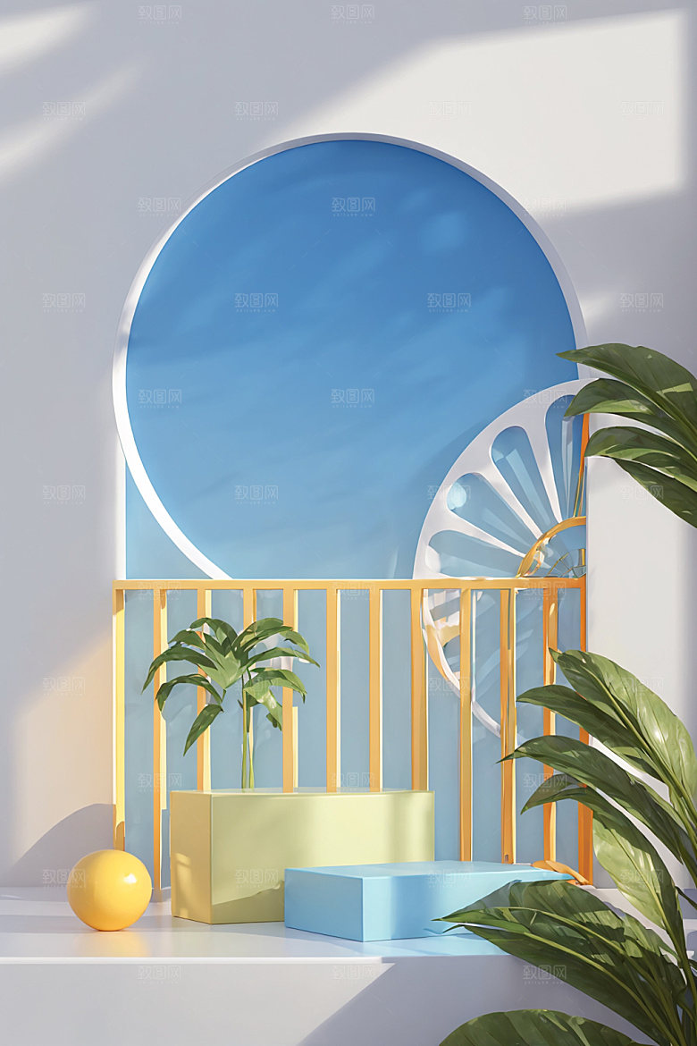 北欧风简约展台电商背景