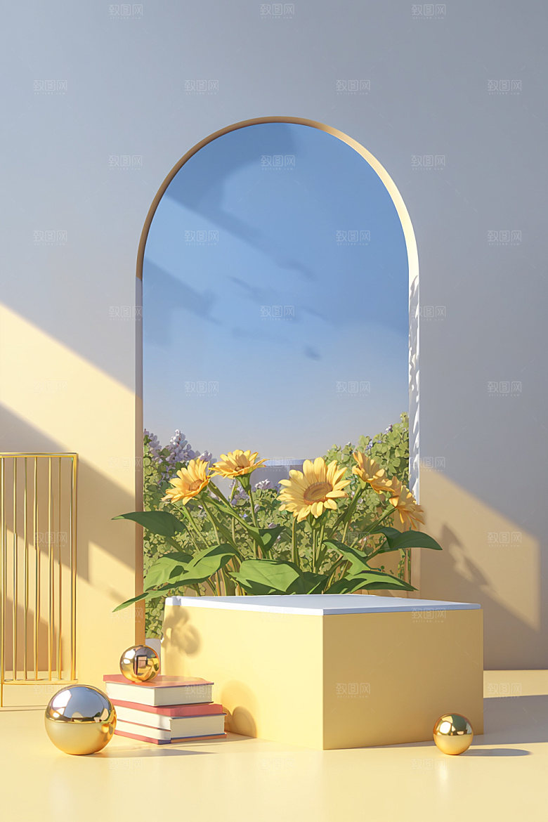 北欧风展台简约电商背景