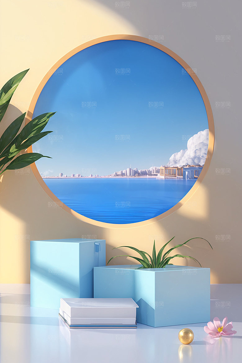 北欧风夏季清爽电商背景