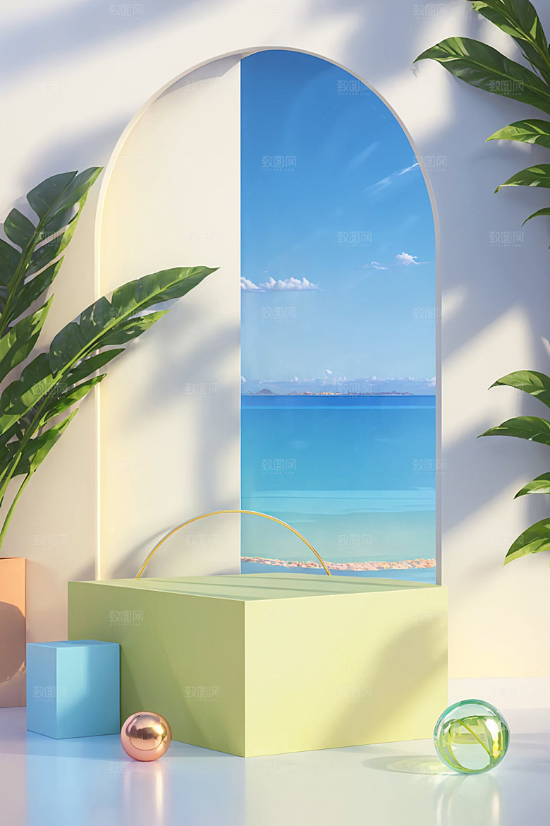 北欧风夏季夏天电商背景